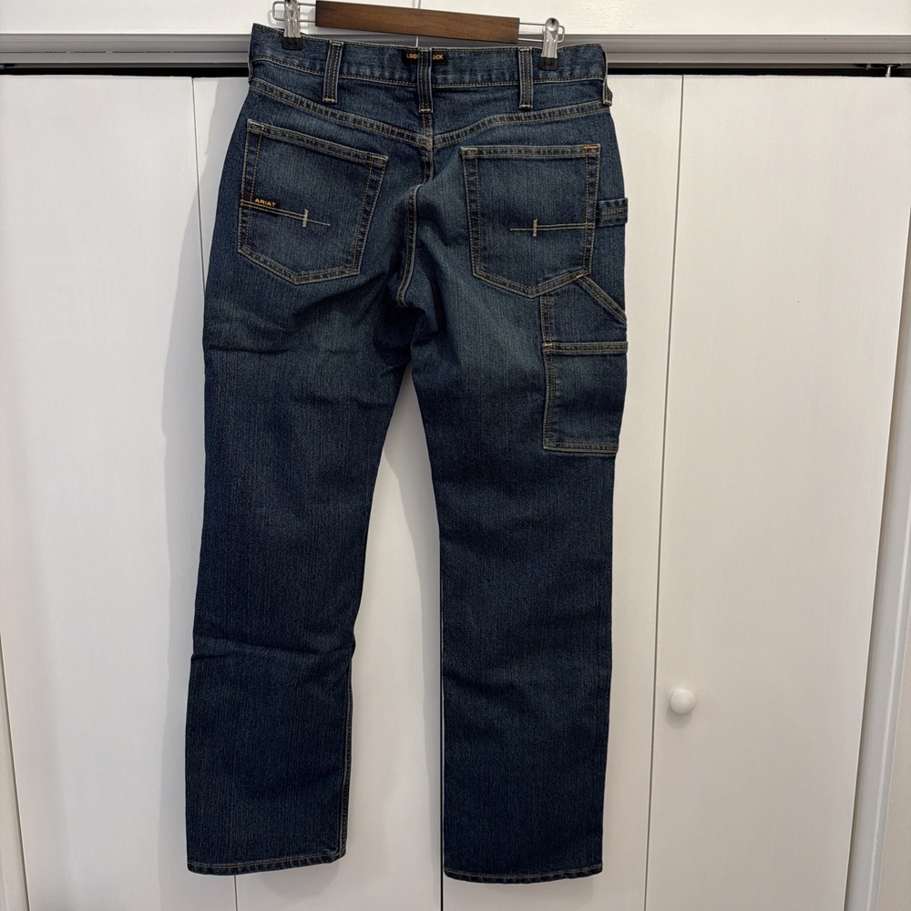ARIAT Work REBAR M4 DuraStretch Men's Phantom Blue Relaxed Boot Jeans Size 30x34